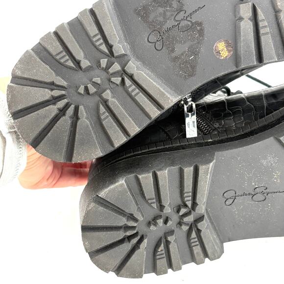 Jessica Simpson Enita Combat Boots 8 Black NWOT Ankle Booties Lace Grunge Croc - Picture 4 of 8